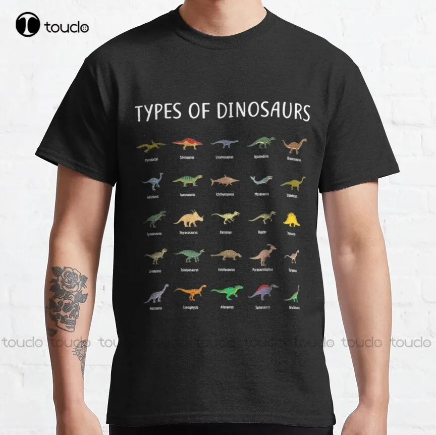 

Types Of Dinosaurs Dino Identification Classic T-Shirt Mens T Shirts Graphic Funny Art Streetwear Cartoon Tee Xs-5Xl Unisex New