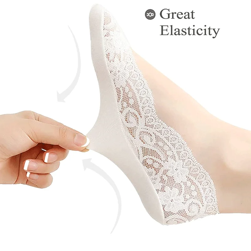 5Pairs Women Boat Socks Summer Slippers Non-slip Breathable Lace Lace Invisible Sock Sexy Non-slip Cool Thin Socks Fashion Sock