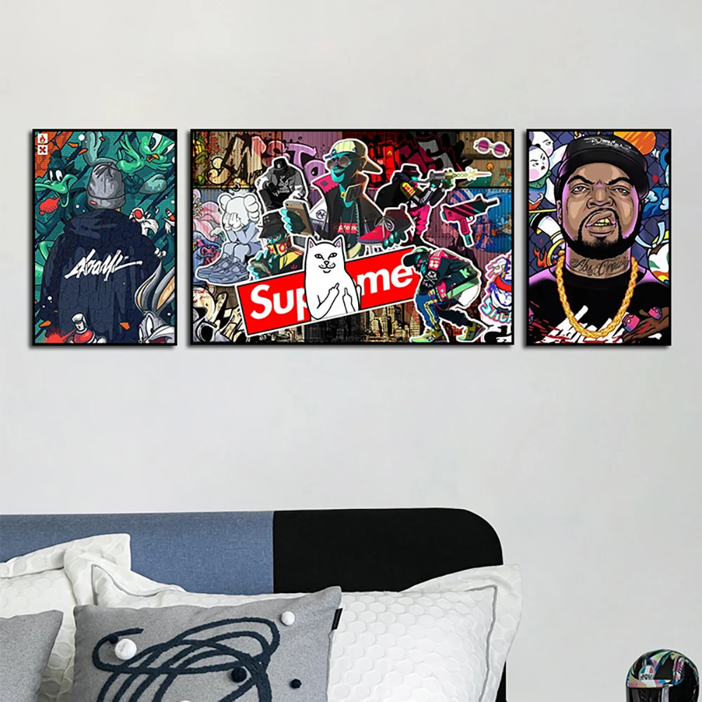 

Hip Hop Singer Star Art Poster Graffiti Abstract Character Canvas Painting for Home Living Room Bar Club Wall Decoration Picture