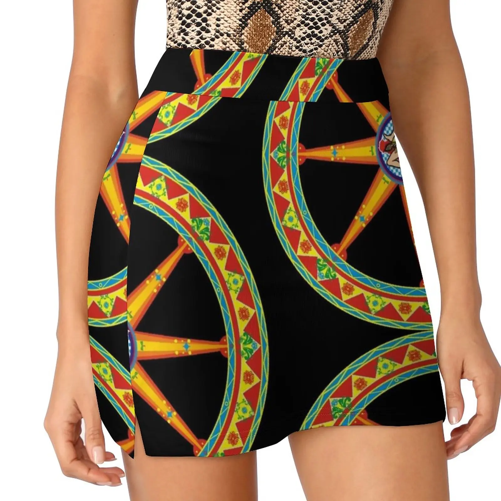 Колесо украшенное сицилийской тележкой с флагом женская юбка Ruota мини-юбки