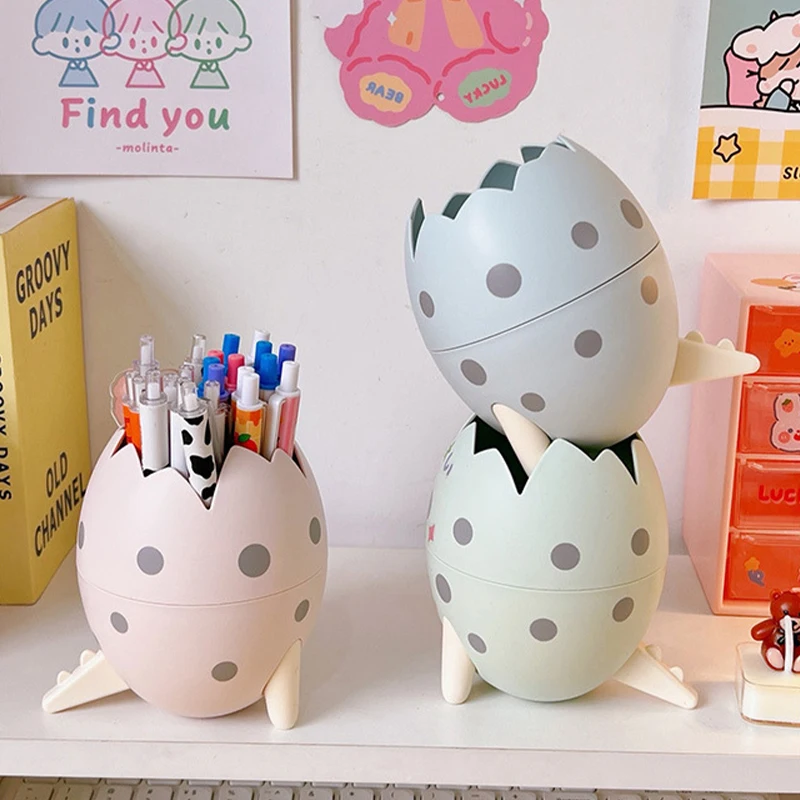 

Creative Dinosaur Egg Shape Pen Holder School Office Desktop Organizer Kawaii Makeup Brush Organizer Cute Desk Decoration Desk
