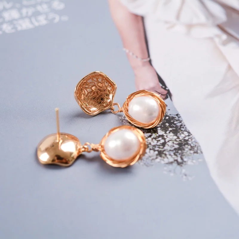 

Серьги из натурального пресноводного жемчуга, 14 к