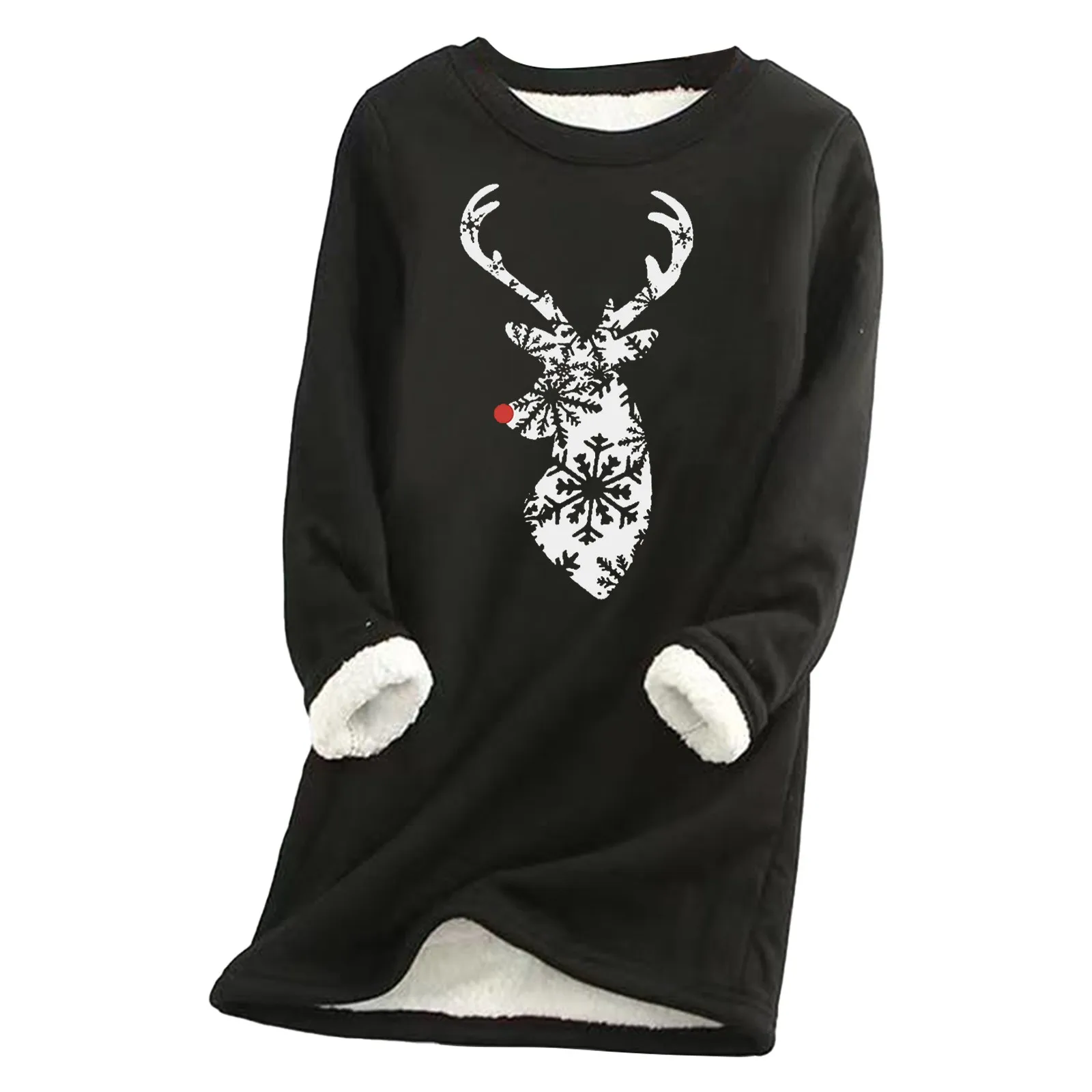 

Autumn And Winter New Fleece Warm Bottoming Shirt Christmas Printed Female Sweatshirt Fit Lightweight Athletic Jacket Women