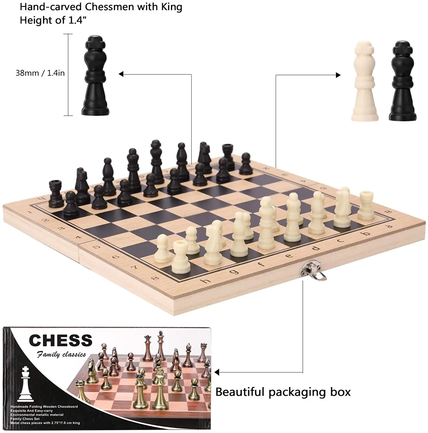 

Складная шахматная доска Fesjoy 3 в 1, шахматный контроллер, костюм, набор нарды, шахматный набор, настольная игра