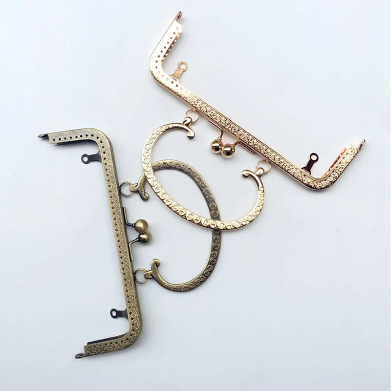 4pcs/lot 20cm Metal Kiss Clasp Lock Purse Frame Embossed Handle for Clutch Handbag Making Antique Bronze Bag Accessories