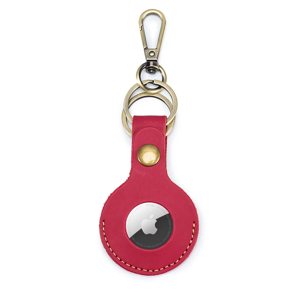 

Leather Key Ring for Airtag Case Locator Tracker Anti-lost Device Keychain Holder Intercom Starline Tag Cover for Apple Airtag