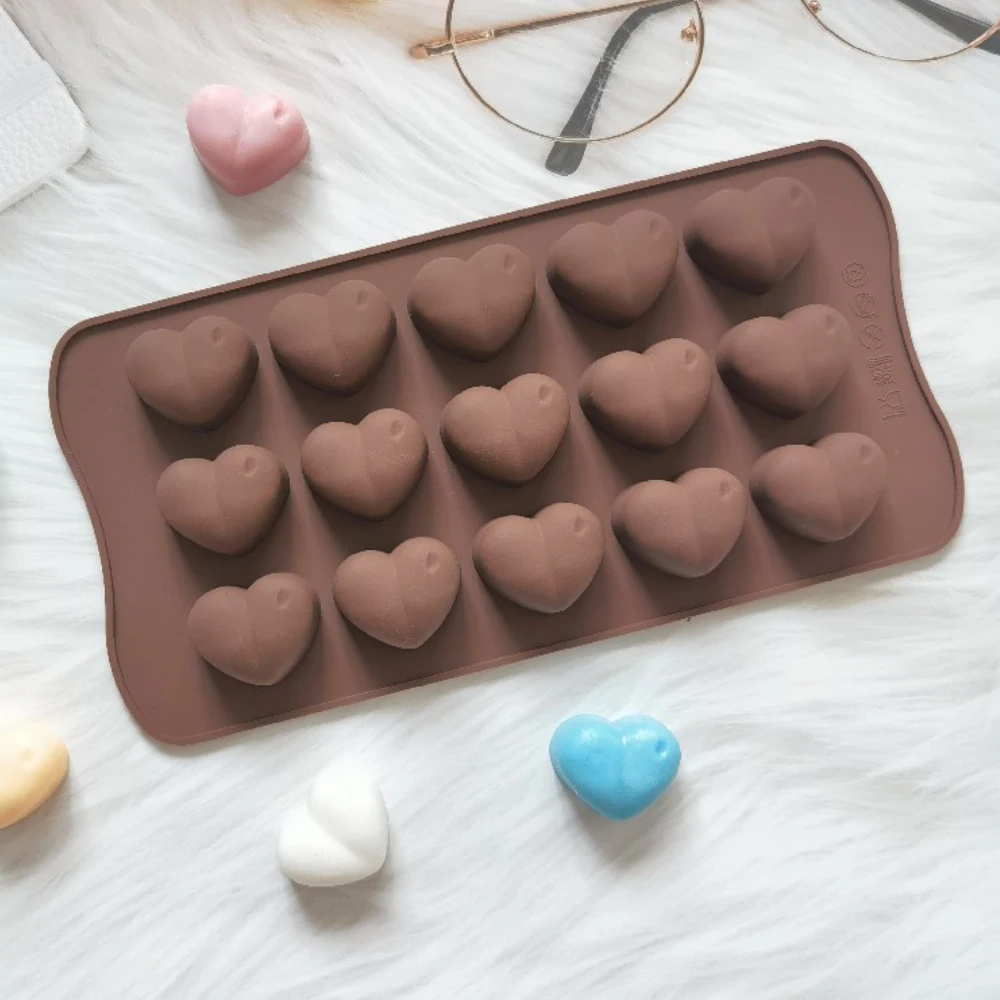 

15 Cavities Mini Love Heart Chocolate Mold Silicone Candy Molds Diamond Gummy Jelly Mould Cake Decoration Accessories