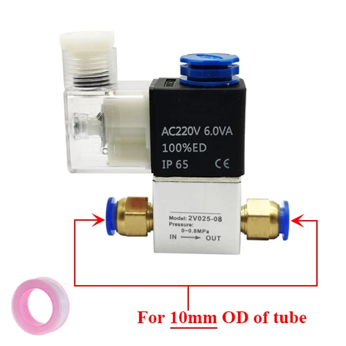 Пневматический управляющий NC-клапан, воздушные электромагнитные клапаны 2V025-08, 2 положения, 2 порта, 1/4 дюйма, нормально закрытые, 12 В постоянного тока, 24 В переменного тока, 220 В