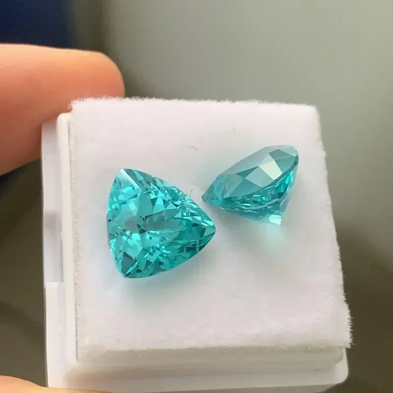 Ruihe New Popular Paraiba Color Lab Sapphire Trillion Shape Semi-precious Stone for Diy Jewelry Making