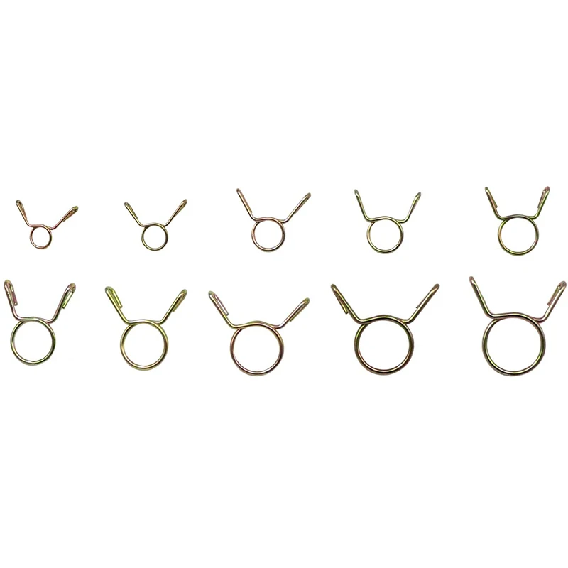 10Pcs Fuel Clamp Pipe Clips Double Ear 5-31MM Water Air Tubing for Hose Clamps Steel Zinc Plated Assortment Kit |