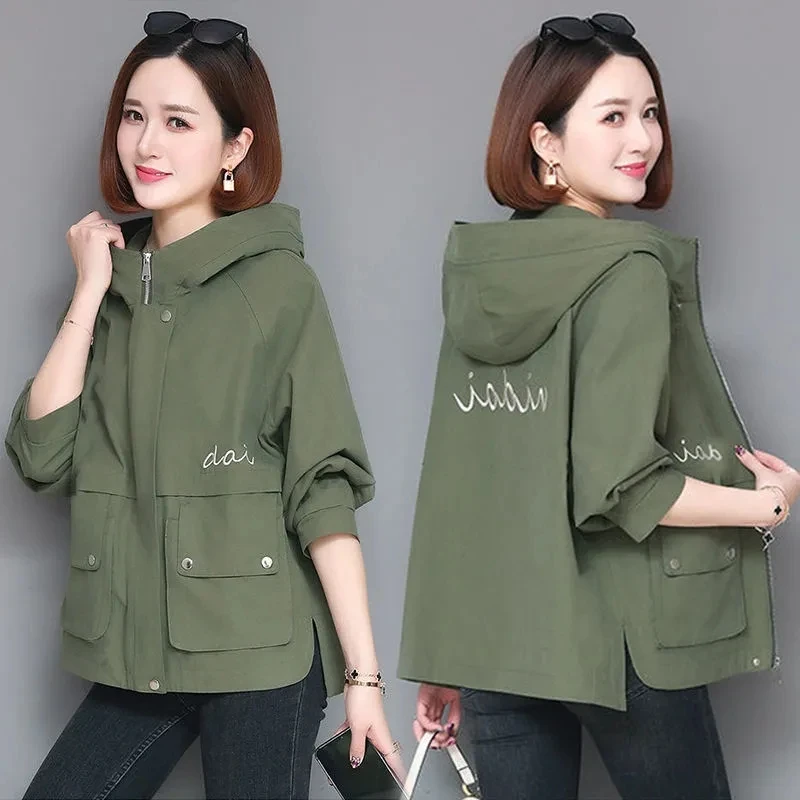 

2022 New Autumn Women Jacket Windbreaker Female Korean Casual Hooded Outwear With Lining Basic Jackets Lady Loose Basic Coat