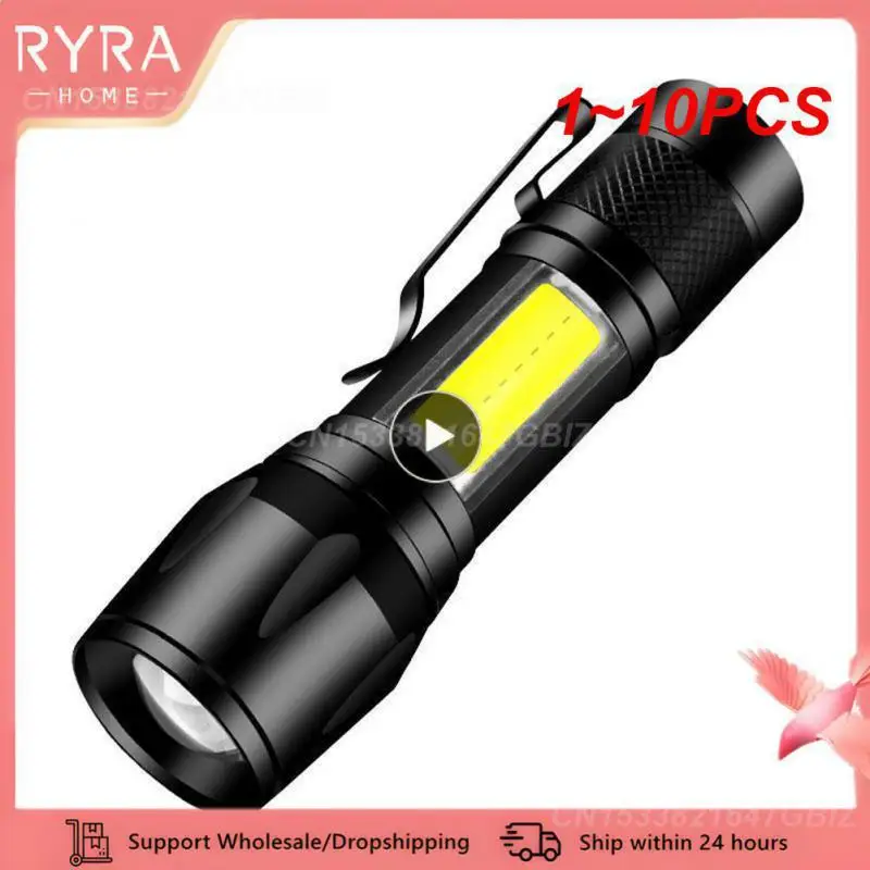 

1 ~ 10 шт. высокомощный перезаряжаемый светодиодный фонарик, миниатюрный зум, уличный мощный фонарь для кемпинга, водонепроницаемый тактический фонарь