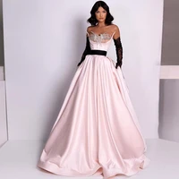 xijun gorgeous crystal beadings tassel%c2%a0satin prom dresses a line pleat ruched evening dress wedding party gown with bow 2022