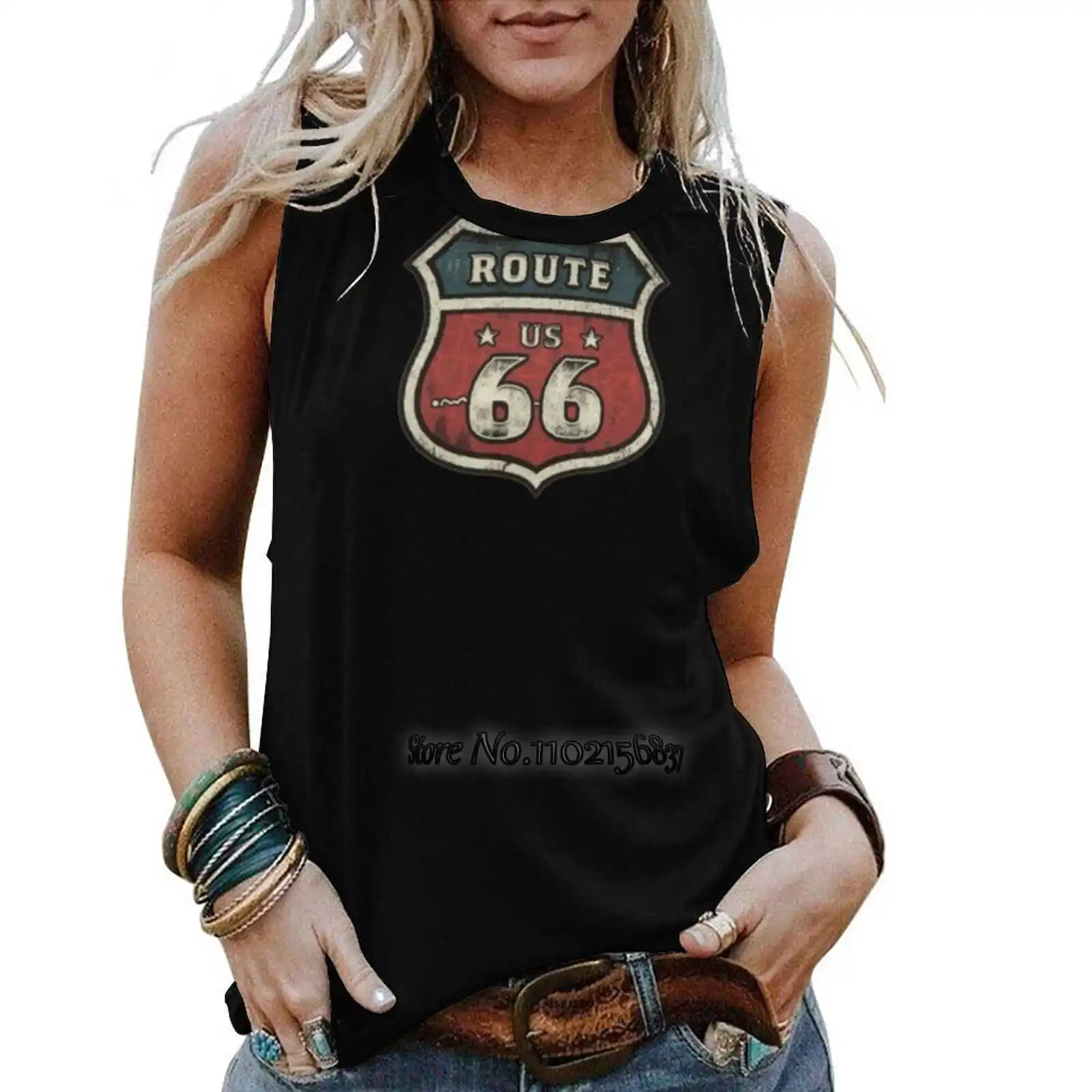 

Route 66 Women Tank Camisole Fashion Loose Casual Vest Sexy Tank Top Girls T-Shirt Route 66 Usa Usa America Biker Motorcycles