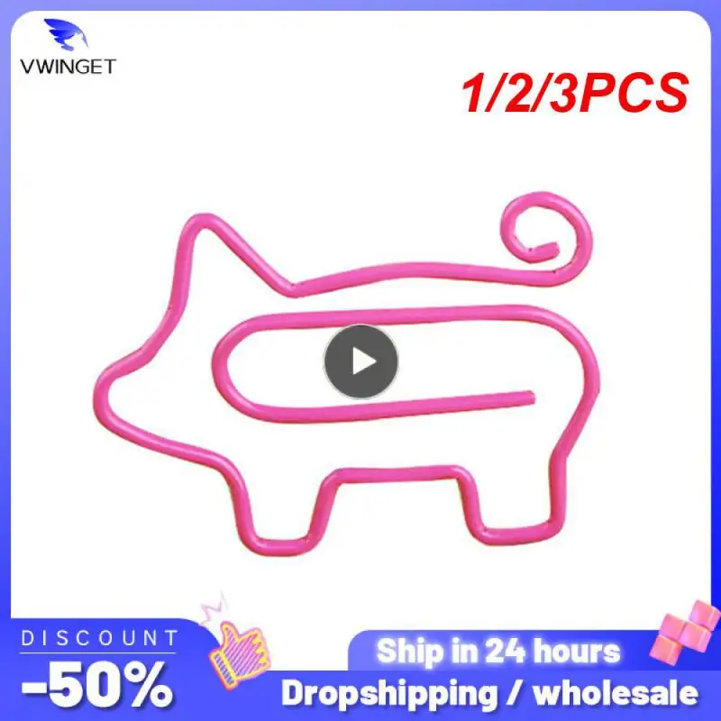

1/2/3PCS Cute Cartoon Pink Pig Animal Bookmark Paper Clip Hollow Out Metal Binder Clips Notes Letter Stationery Office