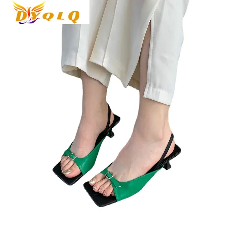 

Fashion High Heel Sandals Ladies Casual Ladies Square Toe Buckle Sandals Sexy Outdoor Party 2022 Summer Mujer