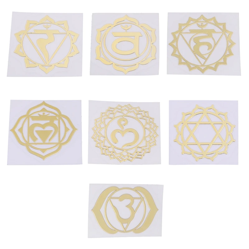

7 Pcs Sacred Geometry Metal Stickers Delicate Flower of Life Chakras Stickers Pyramid Art Resin Filler Supplies