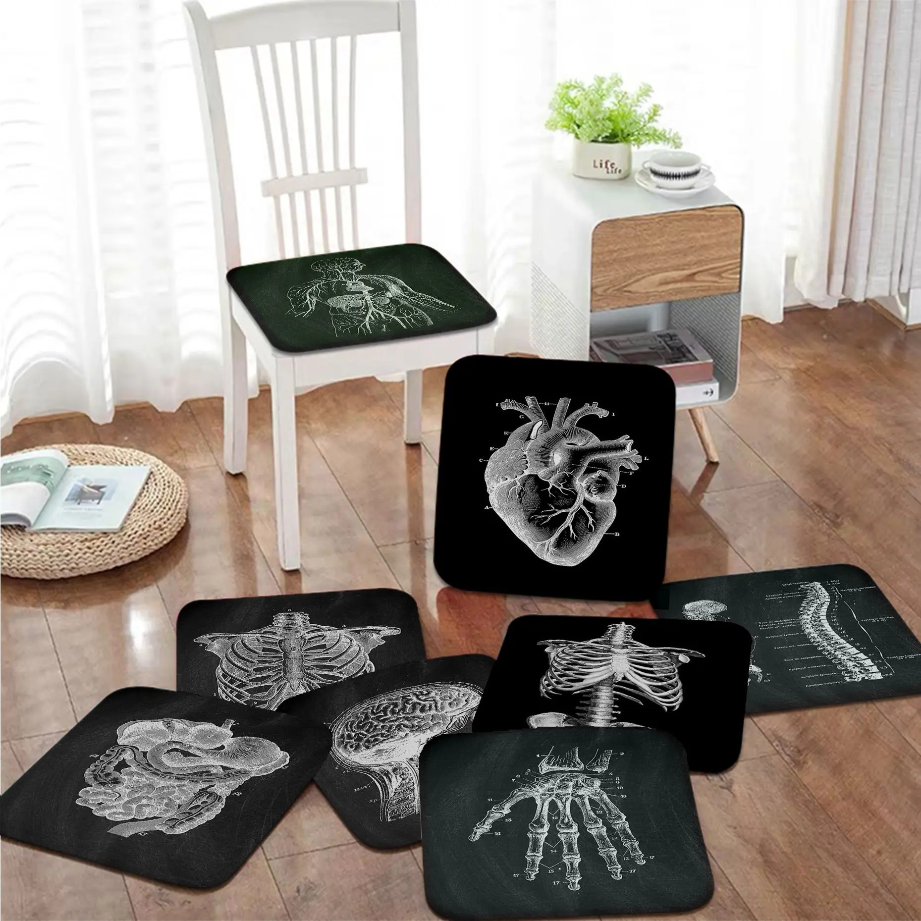 

Anatomical Skeleton Multi-Color Stool Pad Patio Home Kitchen Office Chair Seat Cushion Pads Sofa Seat 40x40cm Seat Mat