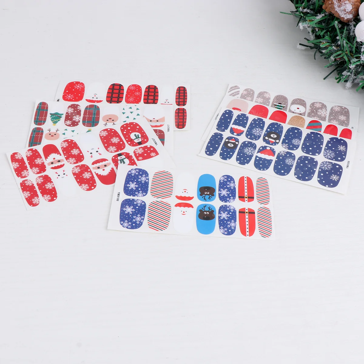 

7 листов свежих наклеек для ногтей «сделай сам», рождественские наклейки для ногтей, стильные Стикеры для маникюра, красивые наклейки для но...