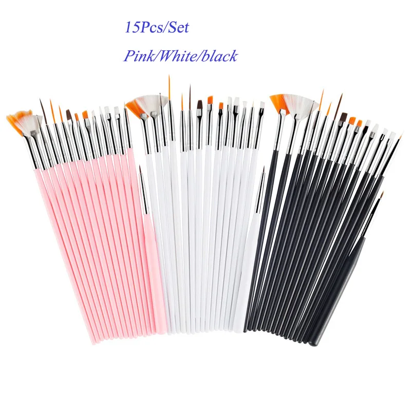 

15Pcs/Set Plastic Handle Nail Brush 3-Colors Gel Polish Painting Drawing Acrylic Gel Nail Brush For Nails Art Manicure Tools J1