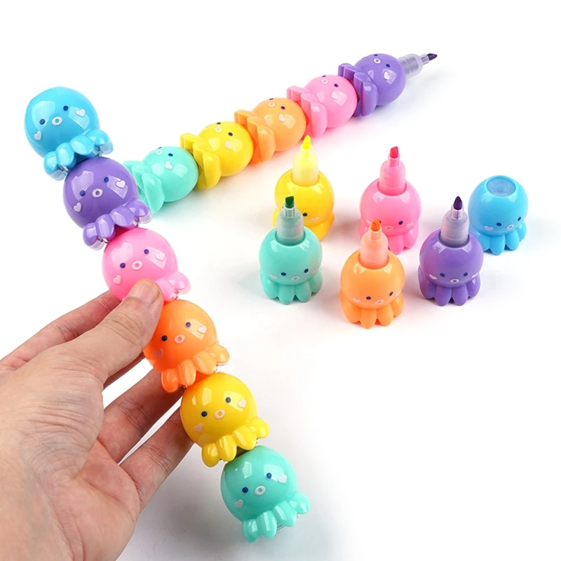 

Colorful Octopus Highlighters Chisel Tip Marker Pens Pastel Colors for Kids Babies Children Xmas Birthday Creative Gifts
