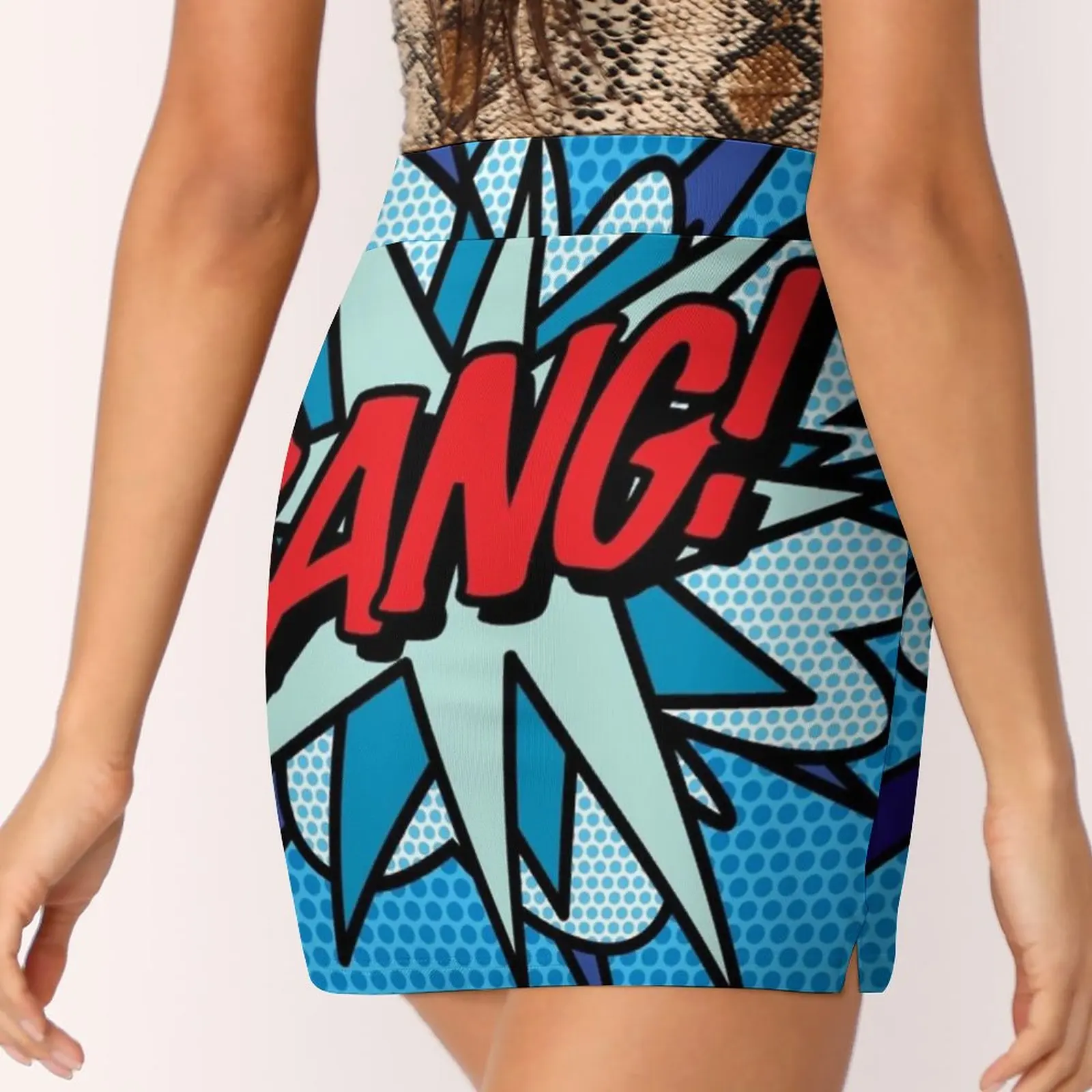 Женская юбка с рисунком Bang модная короткая в стиле поп-арт современном комикс