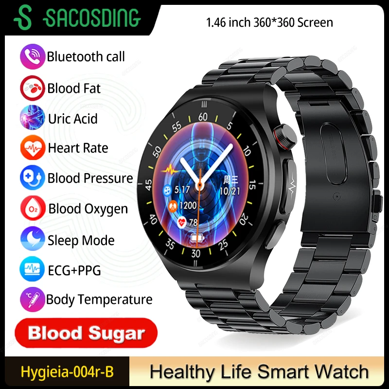 

ECG+PPG AI Medical Diagnosis Smart Watch Bluetooth Call Blood Sugar Blood Lipid Uric Acid Monitor Watch HRV illness Screening