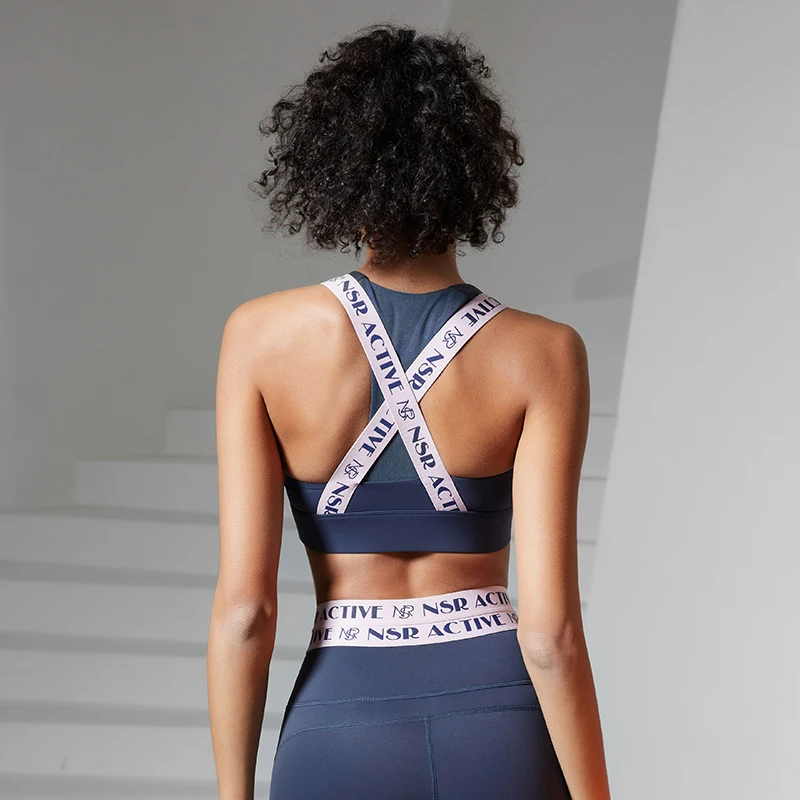 High Quality Support Push Up Sports Bra Back Cross Manufacture Women Yoga Wear Female Running Gym Bra Top With Removable Pad