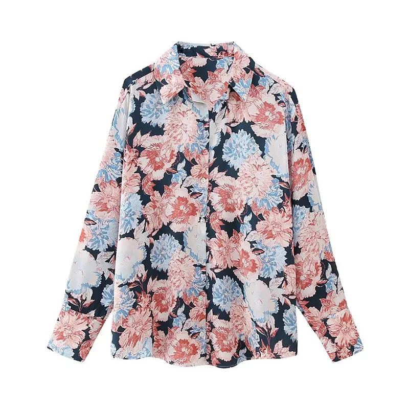 

Women 2023 Autumn Fashion Elegant Floral Print Blouse Vintage Long Sleeve Button Up Female Shirts Blusas Chic Tops