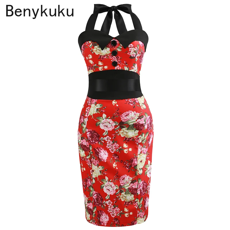 Женское винтажное платье в горошек розовое стиле Одри Хепберн с лямкой на шее