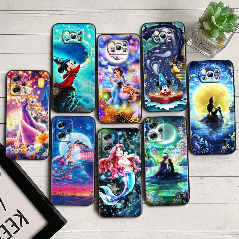 

Princess Beautiful Cartoon For Xiaomi Poco F5 X5 C55 C50 M5 M4 X4 X3 F3 GT NFC M3 C3 M2 F2 F1 X2 Pro Silicone Black Phone Case
