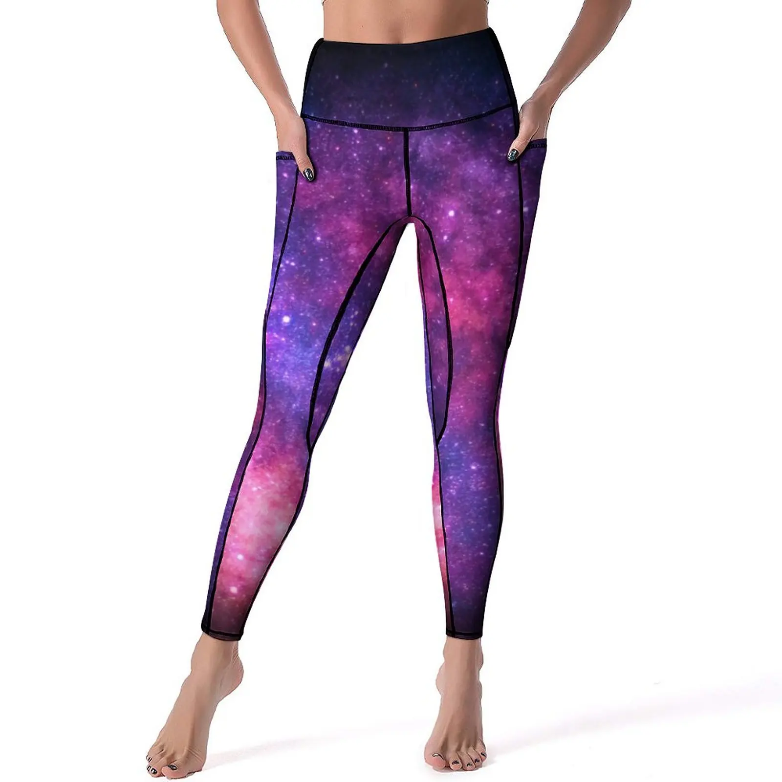 

Colorful Galaxy Sky Leggings Sexy Pink Purple Stars Push Up Yoga Pants Funny Elastic Leggins Custom Workout Gym Sports Tights
