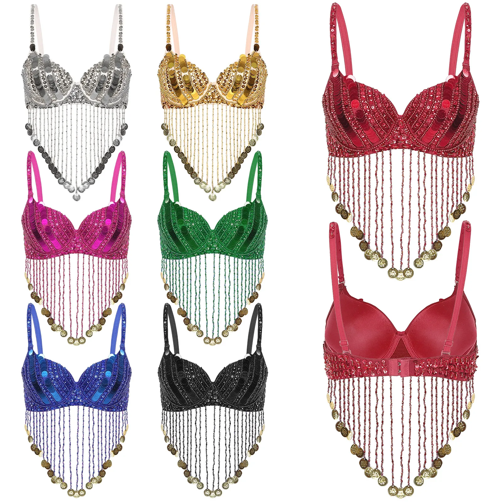 Женский костюм для танца живота откровенный с блестками и бисером