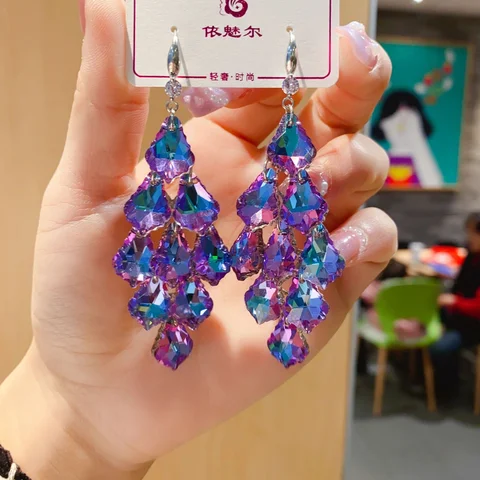 Фиолетовые серьги-капельки из цинкового сплава