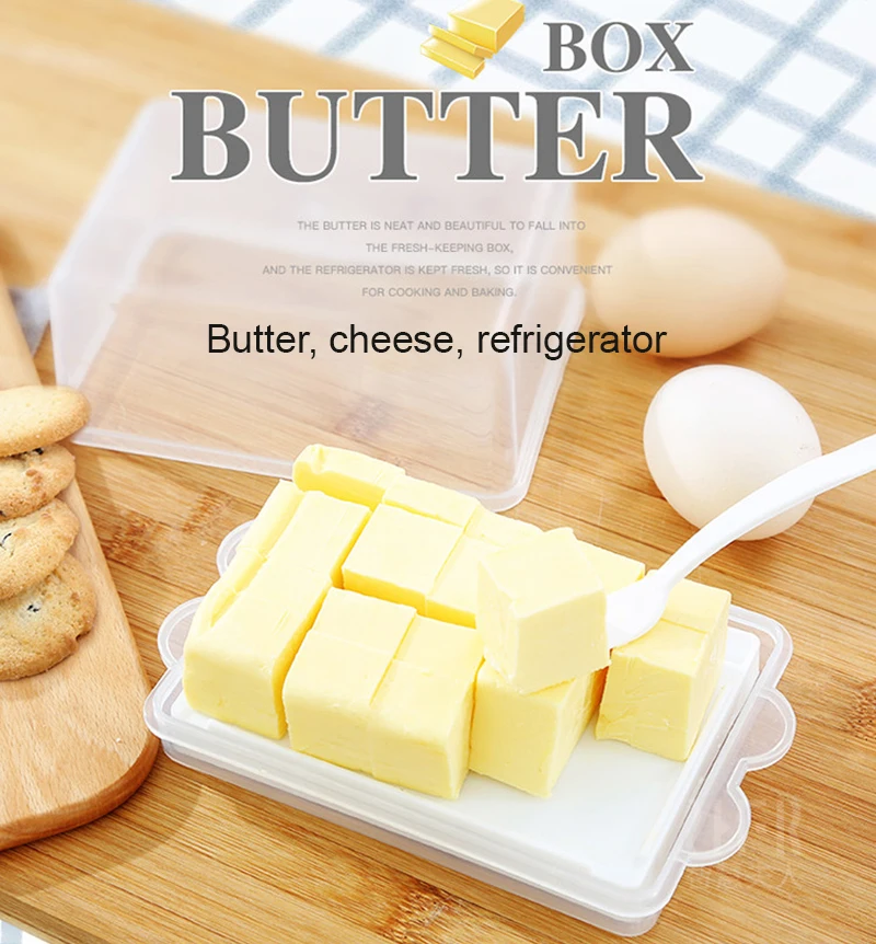 

Butter Cheese Storage Box Rectangular Refrigerator Fresh Keeping Box with Lid Fridge Organizer Bread Container Kitchen Supplies