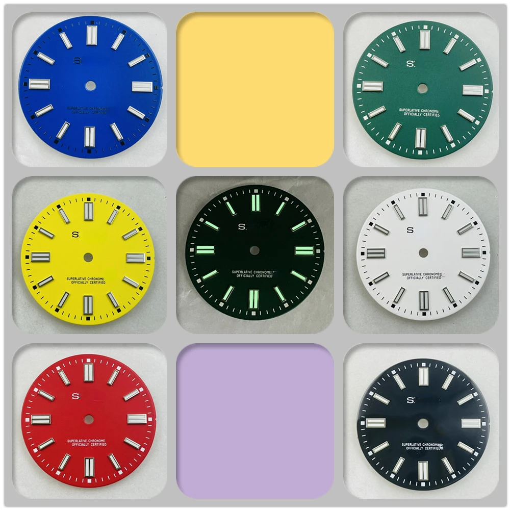 

Механические детали для часов NH35, зеленые светлые часы с календарем, меньше циферблата, для дайвинга NH36, логотип S