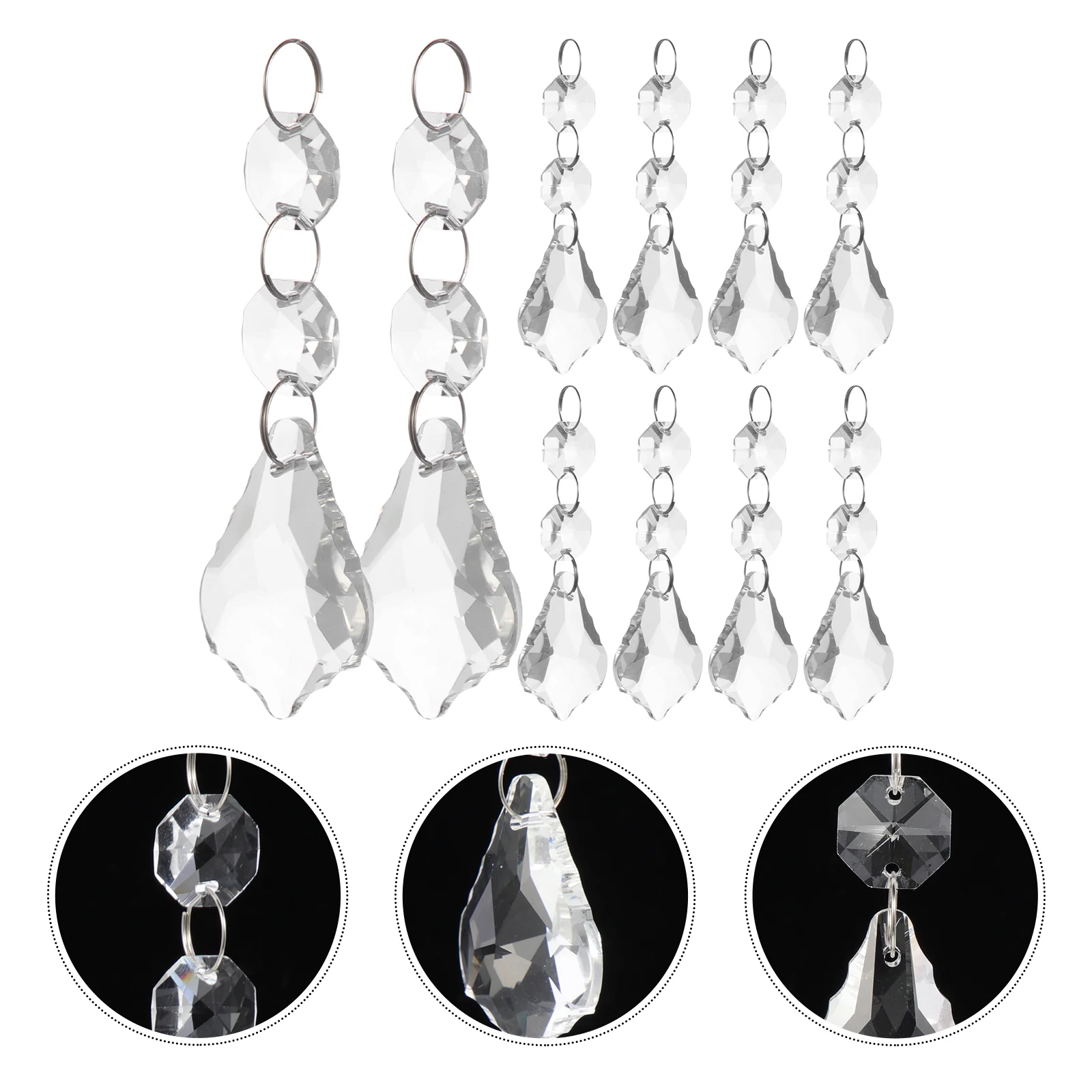 

10 Pcs Crystal Chandelier Decoration Hanging Pendant Wedding Light Prisms Crystals White Lamp Ornaments
