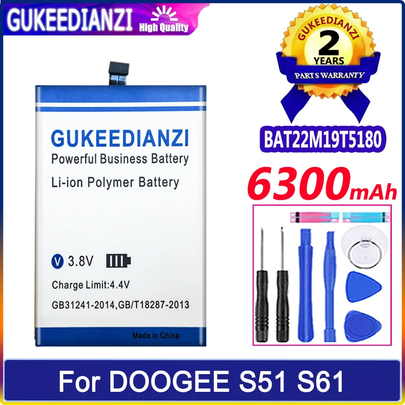 

Bateria New Battery BAT22M19T5180 6300mAh For DOOGEE S51 S61 Mobile Phone High Quality Battery
