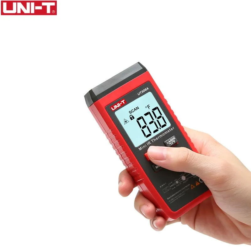 

Оригинальный инфракрасный термометр UNI-T UT306A Mini LCD-35 ~ 300C -31 ~ 572F красный пирометр C/F лазерный измеритель температуры