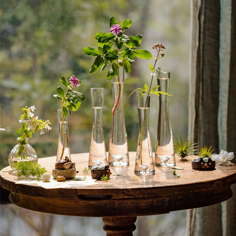Transparent Glass Flower Vase Small Vase Hydroponics Plant Flower Terrarium Luxury Room Table Home Decor Wedding Decoration images - 6