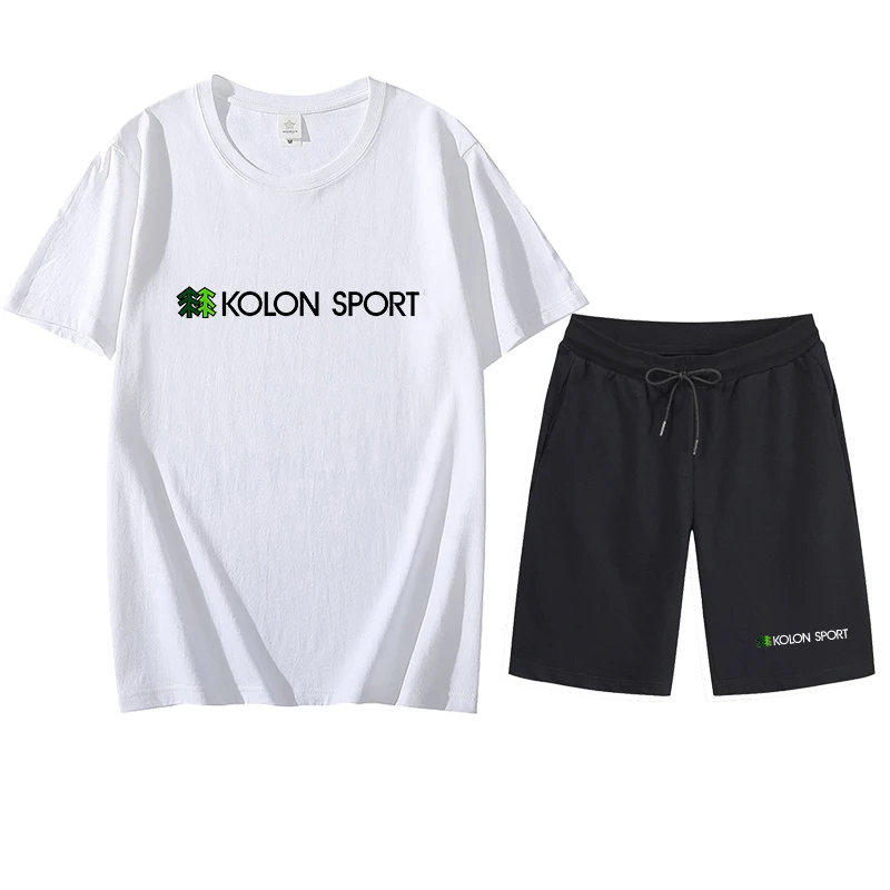 

KOLONSPOR Summer Men's Fashion Korean Edition Sportswear Men's Short Sleeve T-shirt+Sports Shorts Set Men's Casual Men's Running