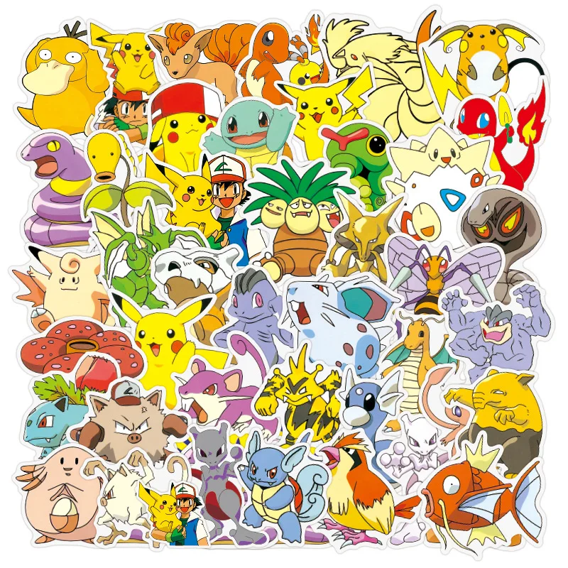 

25-50 Pokemon Personality Graffiti Stickers Notebook Luggage Cute Children Toys Waterproof Stickers Christmas Gifts