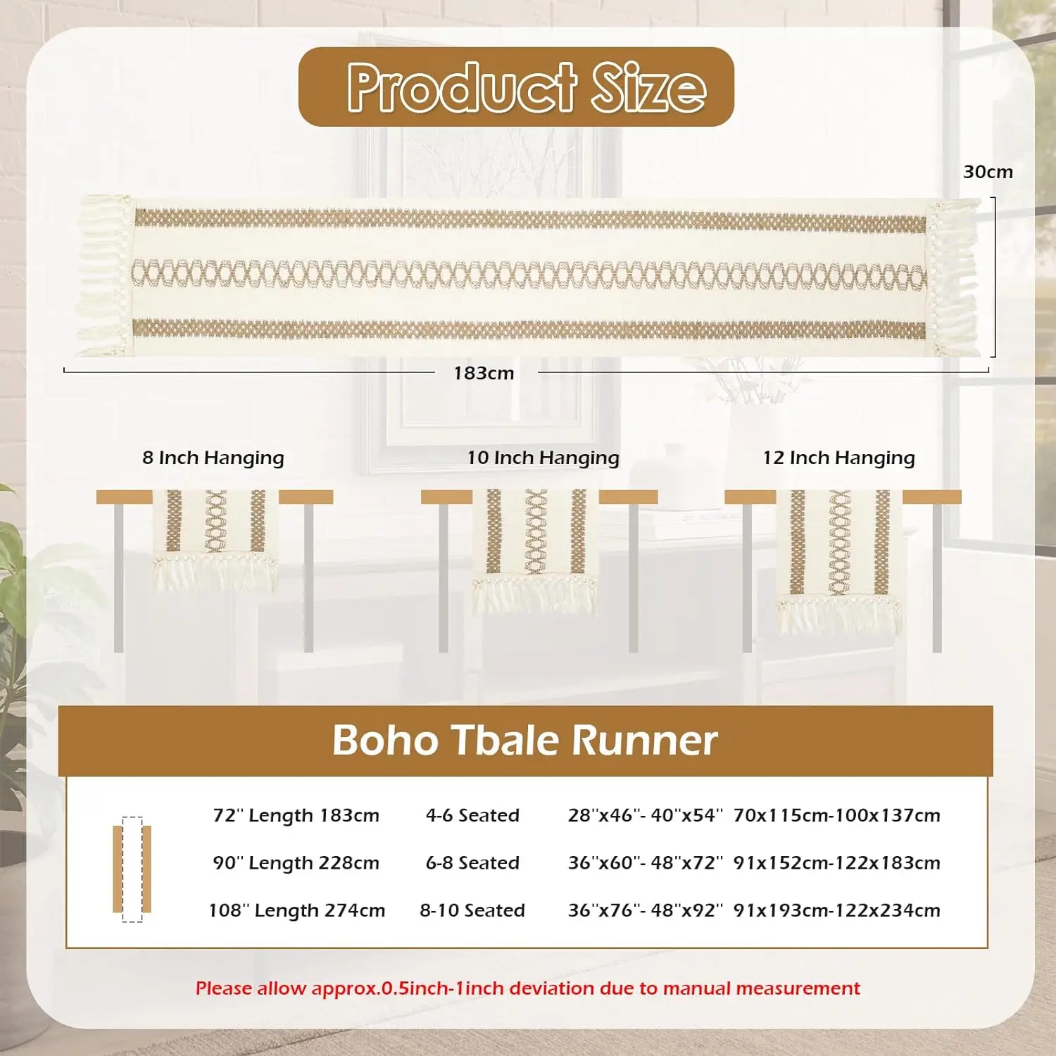 Настольная дорожка в скандинавском богемном стиле с кисточками Минималистичная