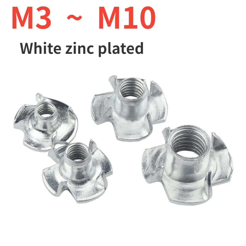 

5/10 шт. оцинкованная гайка с четырьмя зажимами M3, M4, M5, M6, M8, M10