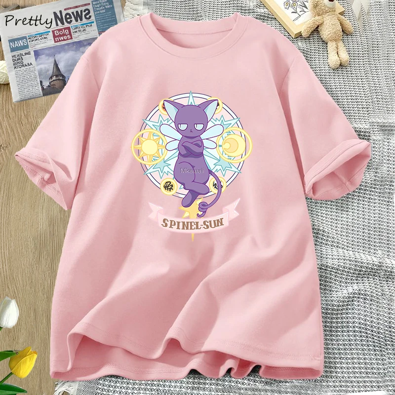 

Женская футболка Kawaii брелок Cardcaptor Sakura Kero Chan Magic Clear Circle, футболка в стиле японского аниме 90-х годов