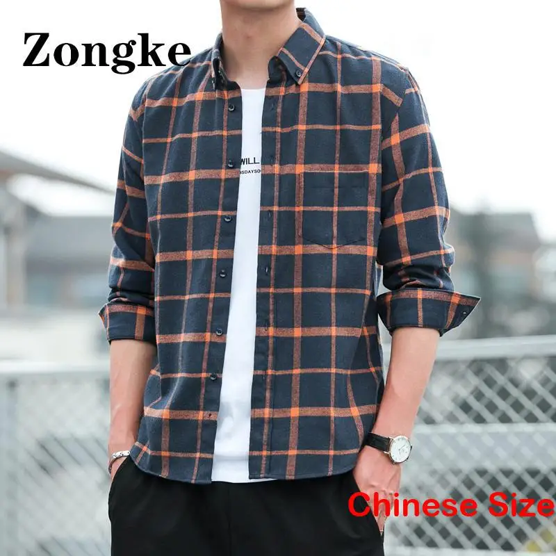 

Zongke Casual Checked Shirt Men Clothing Long Sleeve Shirts For Men Free Shipping Chinese Size 3XL 2023 Spring New Arrivals