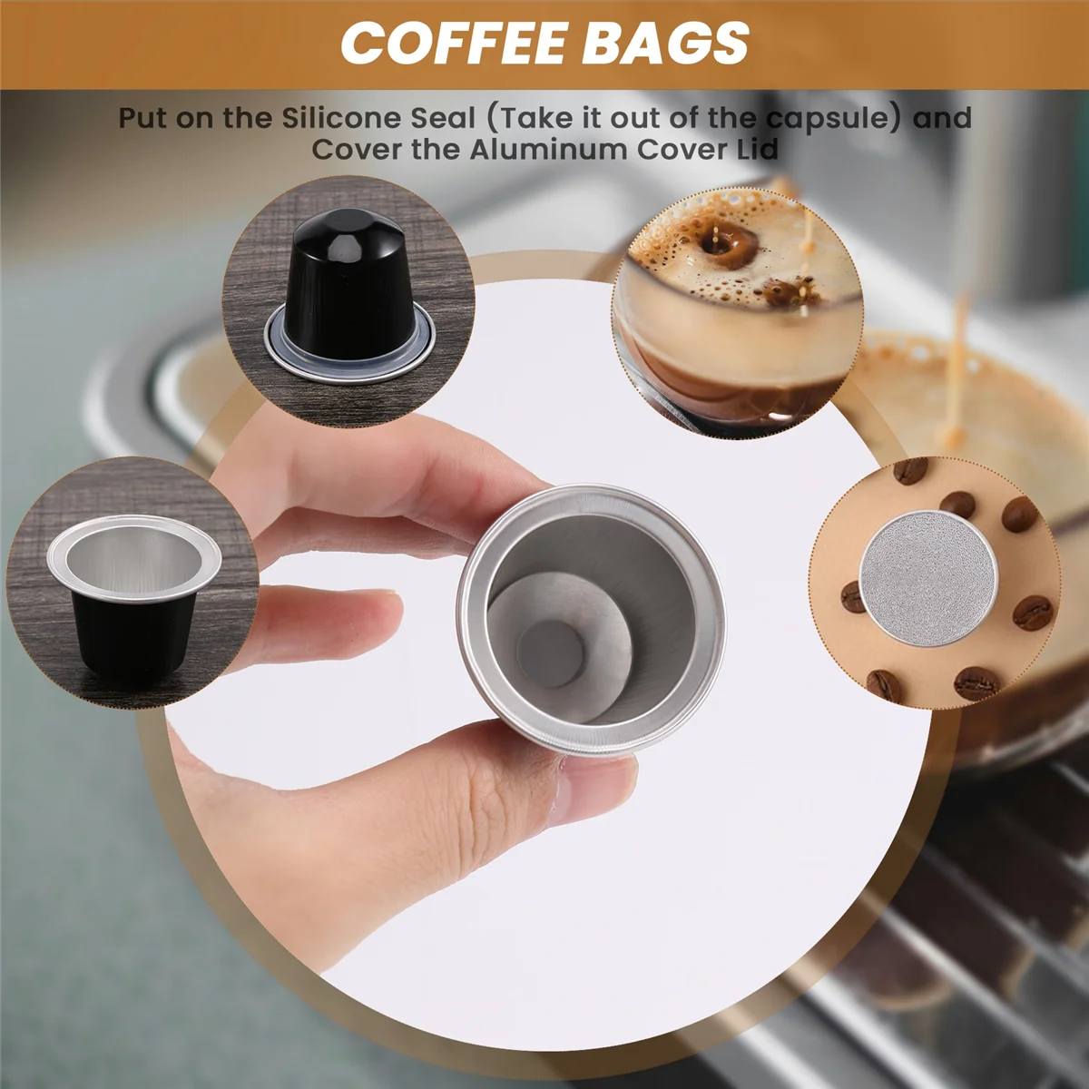 100 Sets Refillable Coffee Capsule Cup Disposable Nespresso Pod for Nescafe Automatic Machine Food Package Cafe Supplies