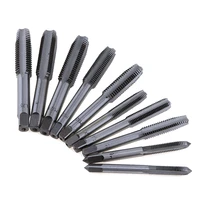 10pcs hand tool tap die screw thread metric plugs sets m6 m7 m8 m10 m12 with straight flute drill set for woodworking