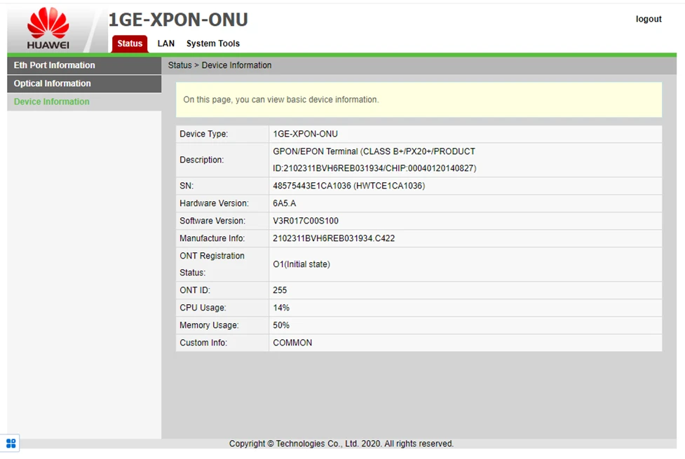 Оригинальный бывший в употреблении Huawei HG8310M XPON двойной режим и EPON GPON FTTH ONU ONT модем