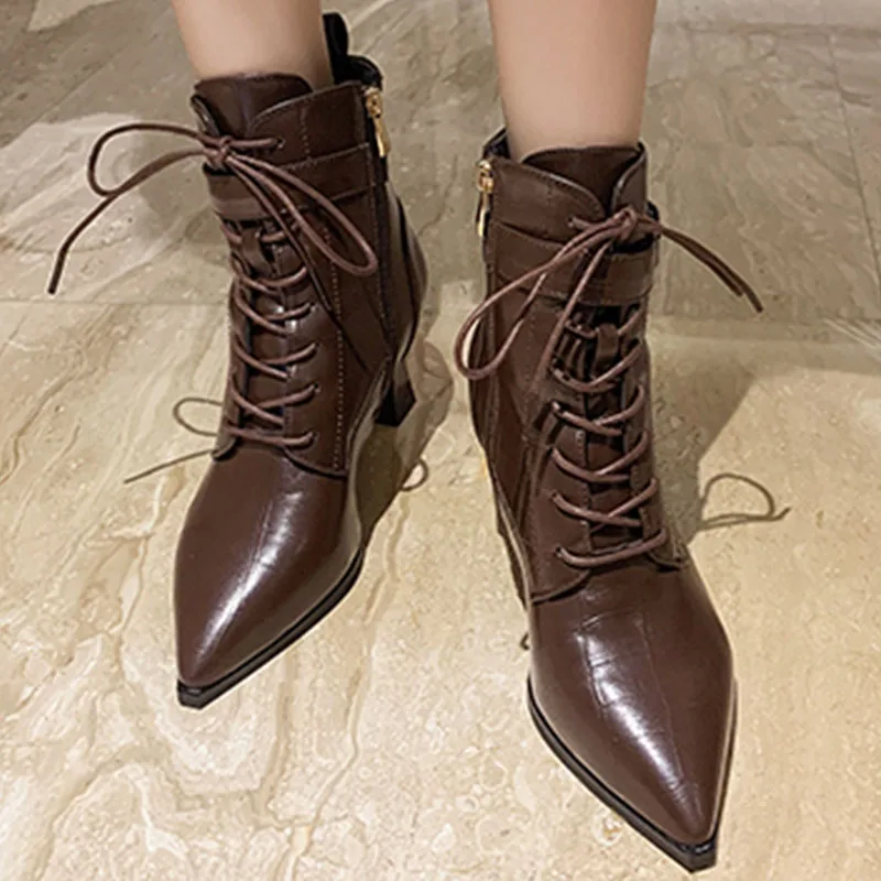 

Autumn Winter Gladiator Chelsea Boots Sexy High Heels Shoes Women Boots Chunky Pumps 2022 New Pointed Toe Designer Women Shoes